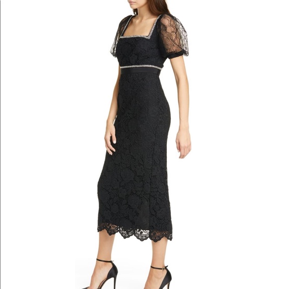 Self Portrait Bead Trim Lace Midi Dress - Picture 4 of 6